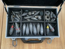 Various Sea Fishing Weights In Metal Case