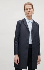 COS Navy Lightweight Trench Style Coat Jacket Button Up Collar EU 38 UK 10