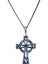 Sterling Silver Celtic Cross Pendant Necklace 42 cm