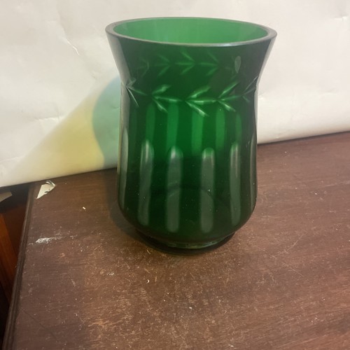 Green bohemian glass vase - bohemian,
