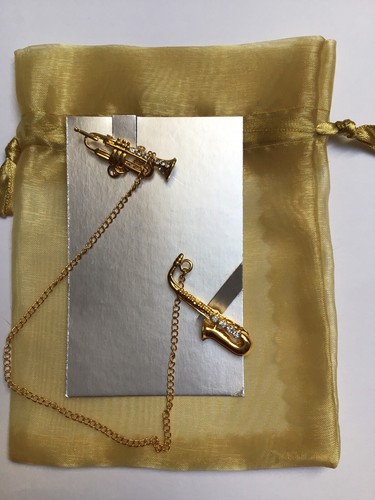 Saxophone and trumpet brooch - saxophone,