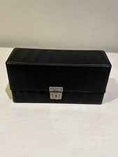 Vintage Black Cassette Tape Storage Case Box Holds 12 Tapes with Silver Clasp