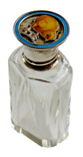 GEORGE V SILVER & ENAMEL SCENT BOTTLE DECORATED WITH A YELLOW CHICK