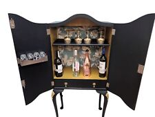 Vintage Walnut Cocktail Cabinet Drinks Cabinet Queen Anne Style Antique 1930's