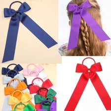 Extra Long  Ribbon Large Bows Strong Thick Elastic bobbles Girls Hair  Ties UK