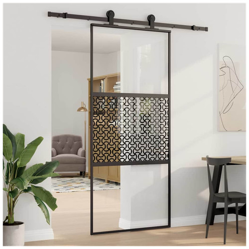Glass sliding barn - door, black