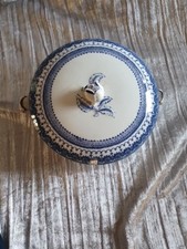 Maling Cetem Ware Duchess Pattern Lidded Tureen Serving Dish Blue White