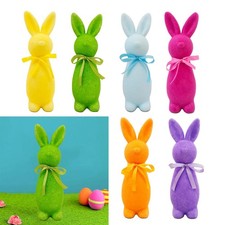 Flocked Rabbit Statue Easter