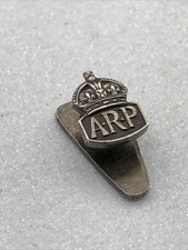 Vintage Rare ARP Button Badge Sterling Silver WW2 A.R.P  Warden Military 2 Cms