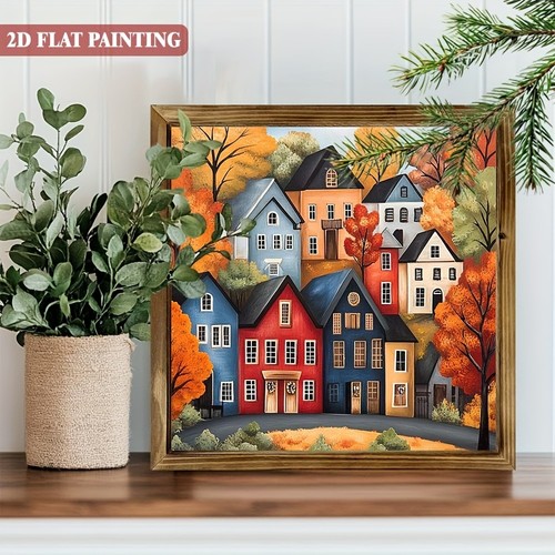 Colorful autumn village houses - colorful,