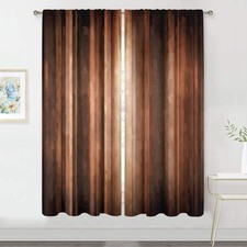 Brown Curtains 29Wx63H Inch Rod Pocket Rustic Burnt Orange Bedroom Decor Vint...
