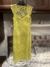 Amy Child’s Lace Lime Bodycon Midi Dress, Size 12 (yellow/green) Occasion/party