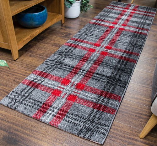 Silver tartan rug - silver, plaid