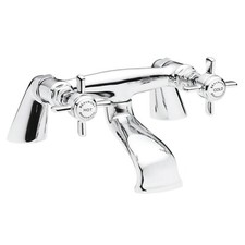 Traditional Bath Filler Tap Deck Mounted Cross Handle Brass Chrome Bathroom