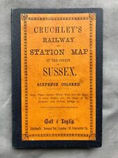 Cruchley's Railway Station Map of Sussex c.1880? on cloth with buckram covers