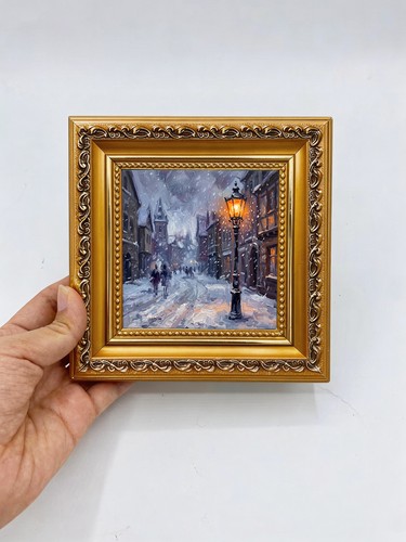 Vintage snowy city - vintage, street