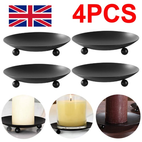 Black pillar candle plate - 4x,