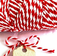 50M Red & White Cord String Bakers DIY Craft Butchers String Twine Parcel Gifts
