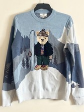 M&S Spencer Bear Christmas Jumper Sweater Large XL Pure Cotton Marks and Spencer