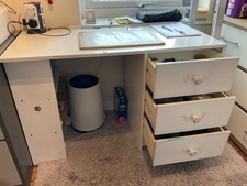 wood office desk with three