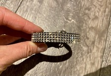 Swarovski 4row Crystal Bracelet, Tennis, Real Leather,Designer,Genuine,Free Post