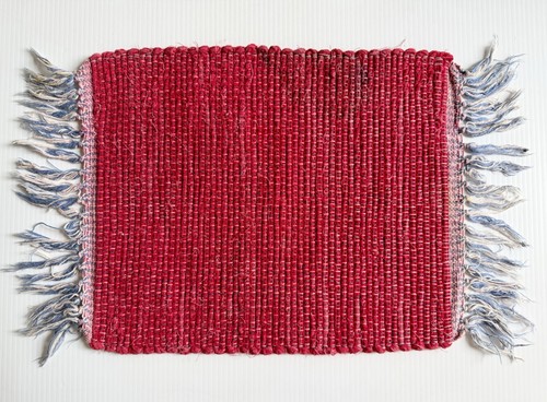 Vintage small woven rag rug - small,