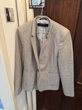 Zara Linen Blend Blazer: Mid-length, LT Grey, Mis-Sized (UK 10) not (UK 12/14)