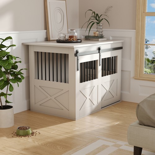 White dog cage crate - dog,