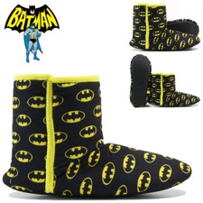 BOYS KIDS DC BATMAN SLIPPERS NOVELTY WARM WINTER COSY FLEECE BOOTIE SHOES SIZE