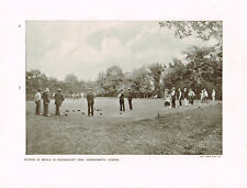 Ravenscourt Park Hammersmith Playing Bowls Antique Picture Print 1906 TKE#265