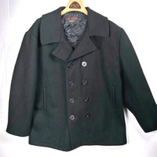 Schott NYC Duro Jac Peacoat Mens Size XL Double Breasted Wool Blend Vintage