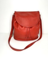 VINTAGE COACH DRAWSTRING Red Leather SHOULDER Bucket Bag Crossbody 