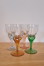 4 Vintage Colourful Twisted Stem Shot/Sherry Glasses Retro 70s 80s