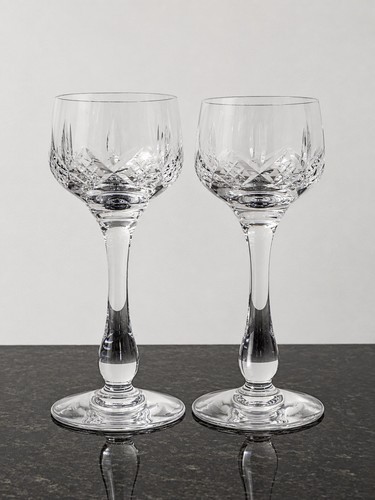 Cut crystal hock glasses pair - cut,