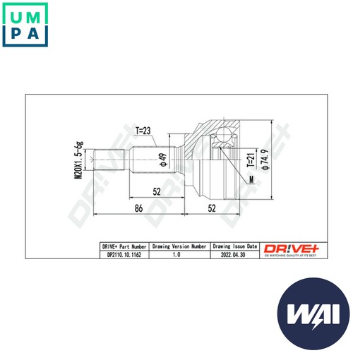 Joint kit drive - kit, shaft