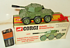 Rare Vintage Corgi 906 British Saladin Armoured Car in Original Box & shells.
