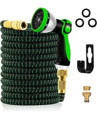 Heavy Duty Expandable Garden Hose Flexible Water Pipe 10 Pattern Spray Gun 150FT