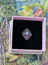 Rare Vintage Sterling Silver 925 Turkish Ring With Turquoise Stone  Size O
