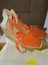 NEW in the box Boden Esme Coral Orange Suede Espadrilles With Wedge Heel Size 41