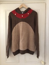 Cedar Wood State Reindeer Jumper  Hooded With Antlers And Bells Size  X Large 