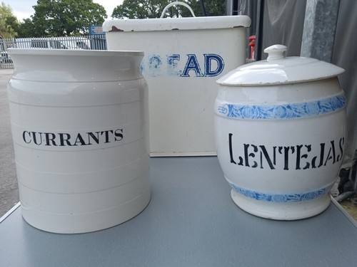 Vintage pottery jars enamel - vintage,