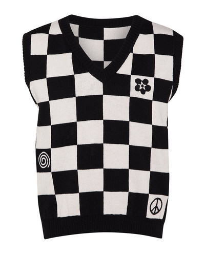 Embroidered checked wool - embroidered,