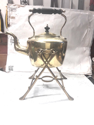 Victorian brass kettle - kettle, on