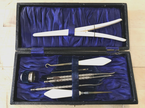 Vintage sewing kit - bovine, bone