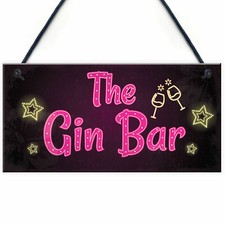 Novelty Gin Bar Sign Neon Effect Home Bar Man Cave Kitchen Sign Gin Gifts