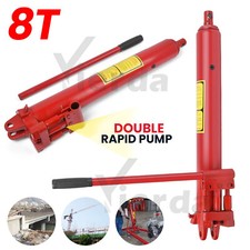Hydraulic Long Ram Jack 8 Ton Engine Lift Hoist Cylinder Heavy Duty Dual Pump 8T