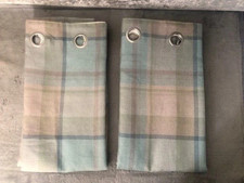 Next Teal Marlow Check Fully Lined Eyelet Curtains 117cm(W) x 137cm(L)