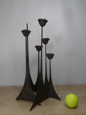 MidC Welded Brutalist Steel Metal Sculpture Candlestick Attributed to PAUL EVANS