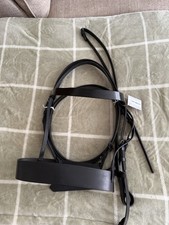 Black Leather Hunter Bridle. Ex Large. 2” Deep Noseband And Plain Reins.