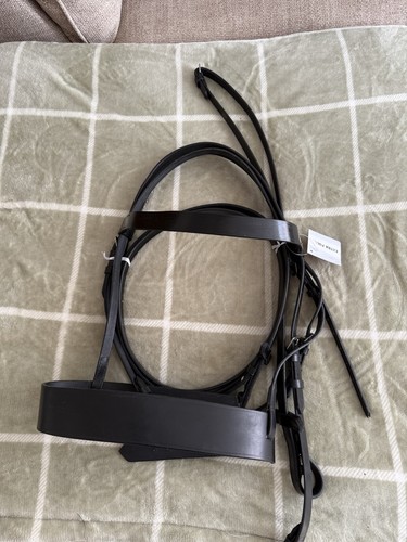 Black leather hunter bridle - black,